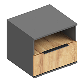 Тумба прикроватная Стил с ящиком и нишей (Темно-серый лофт/Дуб золотистый)