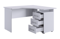 Стол  Лайт 2 угловой Правый Белый ящики открыты