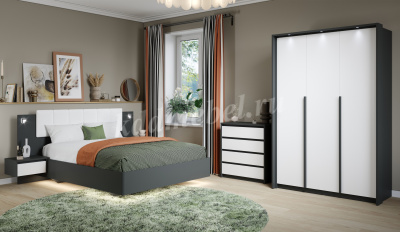 Комод 4 ящика Мишель (Антрацит/Белый жемчуг)