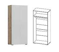 Шкаф Милан-1 2-х створчатый (Делано светлый/Белый)