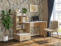 Стол компьютерный ПКС-10 (Дуб сонома/Белый глянец)