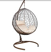 Кресло подвесное LESET ЛУНА (Коричневый каркас/Бежевая подушка)