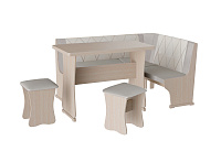 Кухонный уголок Гамма тип 2 (Дуб молочный/Серый/Белый) 