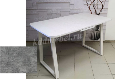 Стол обеденный раздвижной пластик Маэстро (Бетон слюда/Опоры белые)