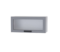 Шкаф верхний со стеклом 8ХС кухня Кампео (Белый/Серая шагрень)