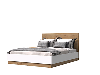 Кровать Адель 1.4 с подъемным механизмом (Дуб вотан/Белый гладкий)