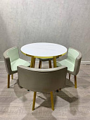 Обеденная группа DT/DC-805 (Белый мрамор/Светло-серый/Каркас золотой) УЦЕНКА 