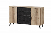 Комод Омега комбинированный (Дуб делано светлый/камень Пьетра черный) 