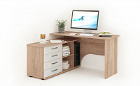 Стол компьютерный угловой Гарвард левый 130*120 (Дуб сонома/Белый)
