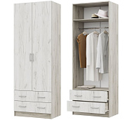 Шкаф Гармония 2-х створчатый ШК 603 М (Дуб крафт белый/Дуб крафт серый)