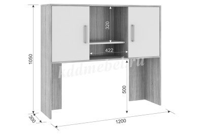 Надстройка стола компьютерного Лайт-2 (Белый)