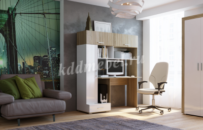 Стол компьютерный ПКС-1 (Дуб сонома/Белый глянец)