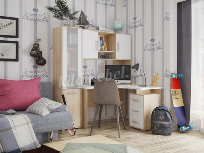 Надстройка стола компьютерного Лайт-2 (Дуб сонома/Белый)