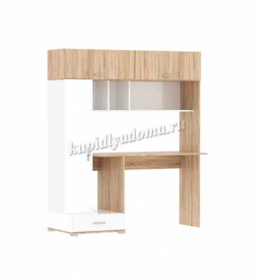 Стол компьютерный ПКС-1 (Дуб сонома/Белый глянец)