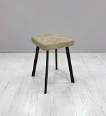 Табурет Риони квадрат с прострочкой замша (Бежевый 17/Черный профиль)