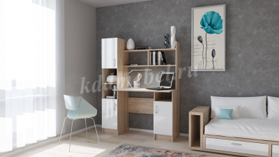 Стол компьютерный ПКС-6 (Дуб сонома/Белый глянец)